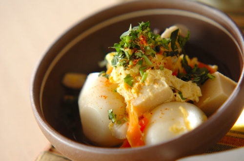 高野豆腐とユリネの卵とじ